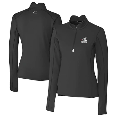 Women's Cutter & Buck Black Chicago White Sox Cooperstown Collection Traverse Stretch Quarter-Zip Pullover Top