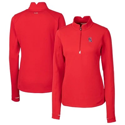 Women's Cutter & Buck California Angels Cooperstown Collection Traverse Stretch Quarter-Zip Pullover Top