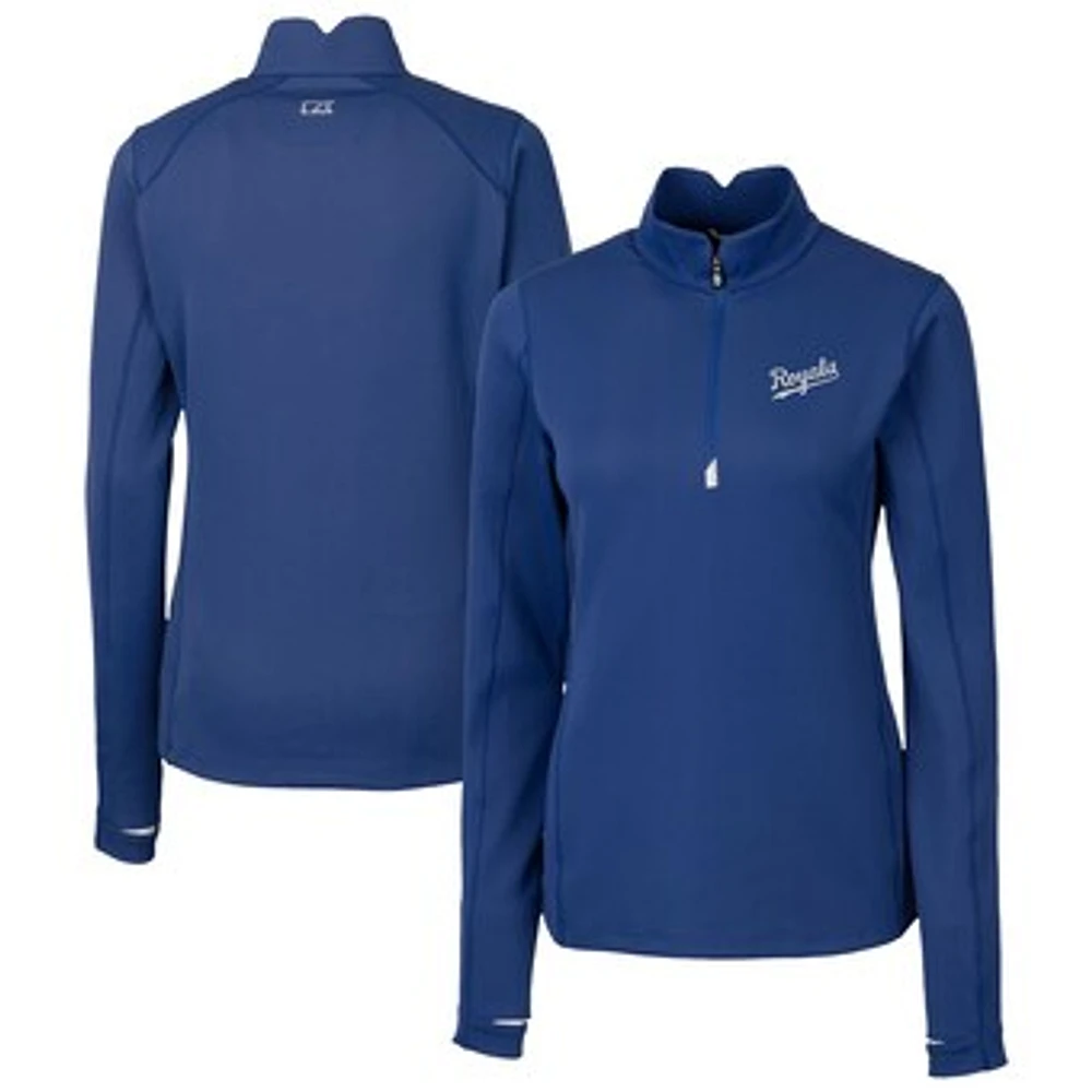 Women's Cutter & Buck Royal Kansas City Royals Traverse Stretch Quarter-Zip Pullover Top