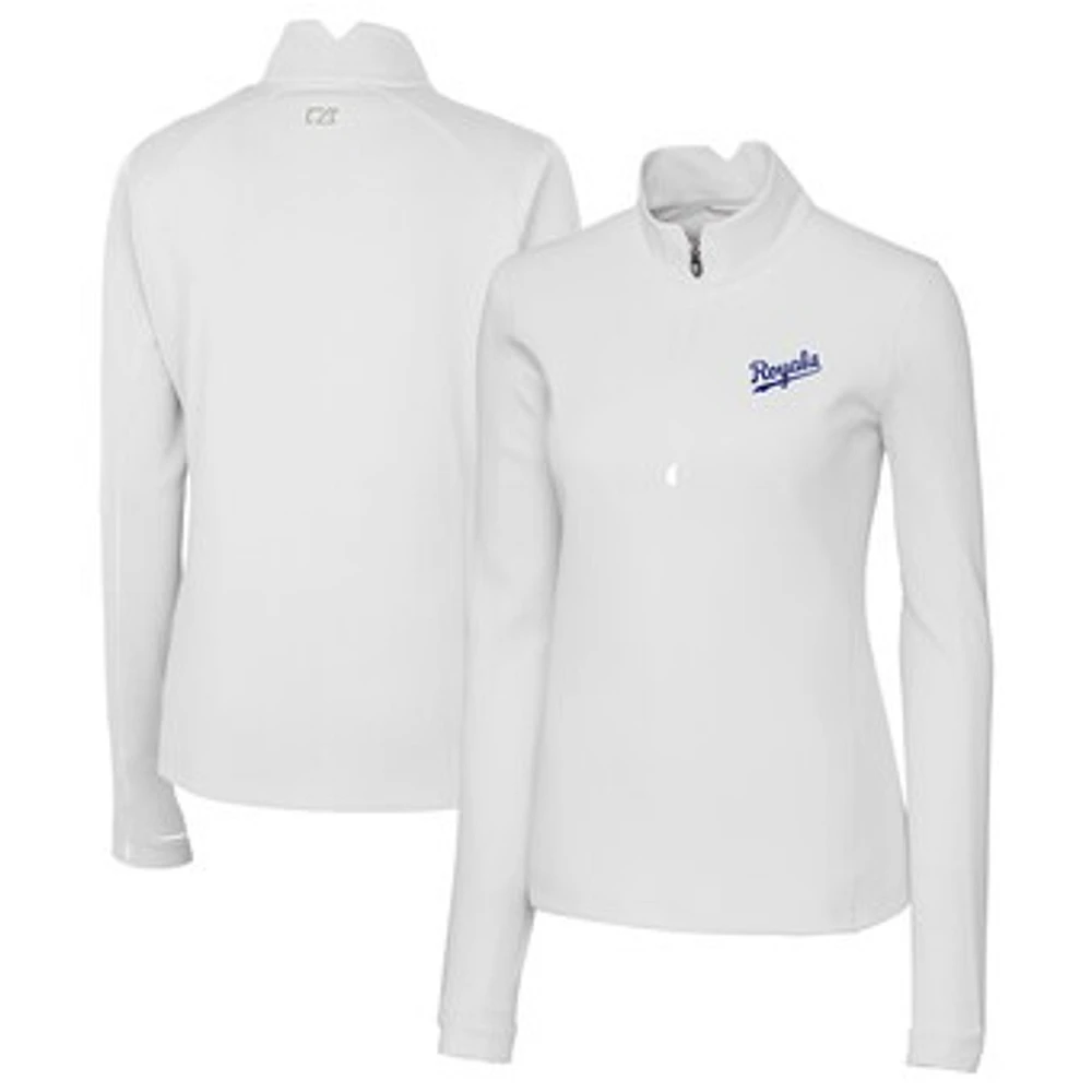 Women's Cutter & Buck White Kansas City Royals Traverse Stretch Quarter-Zip Pullover Top