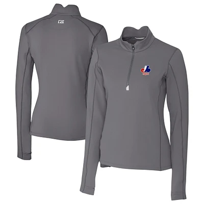 Women's Cutter & Buck Montreal Expos Cooperstown Collection Traverse Stretch Quarter-Zip Pullover Top
