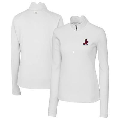 Women's Cutter & Buck White St. Louis Cardinals Cooperstown Collection Traverse Stretch Quarter-Zip Pullover Top