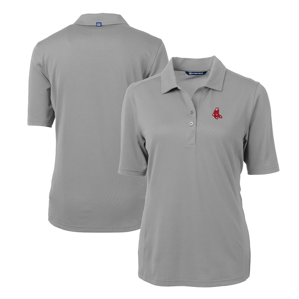Women's Cutter & Buck Gray Boston Red Sox DryTec Virtue Eco Pique Recycled Polo