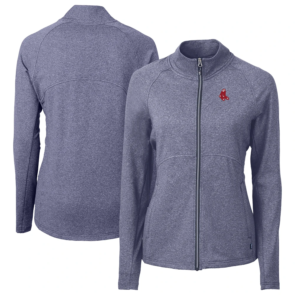 Women's Cutter & Buck Heather Navy Boston Red Sox Throwback Adapt Eco Knit Hybrid Recycled Full-Zip Jacket