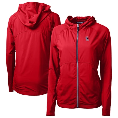 Women's Cutter & Buck California Angels Cooperstown Collection Adapt Eco Knit Hybrid Recycled Full-Zip Hoodie