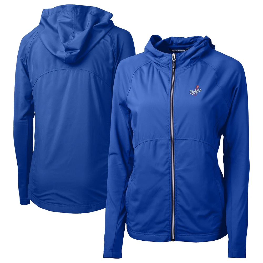 Women's Cutter & Buck Royal Los Angeles Dodgers Adapt Eco Knit Hybrid Recycled Full-Zip Hoodie