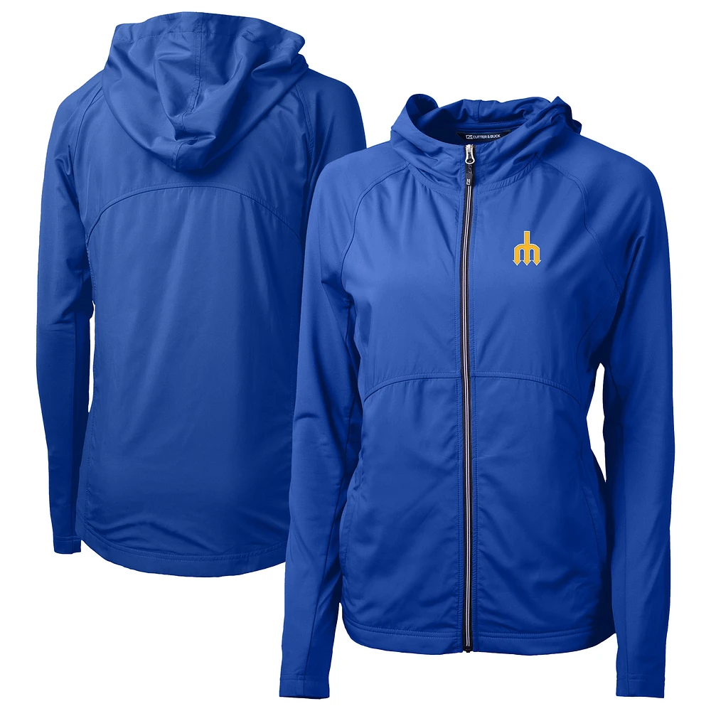 Women's Cutter & Buck Royal Seattle Mariners Adapt Eco Knit Hybrid Recycled Full-Zip Hoodie