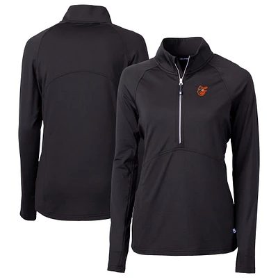 Women's Cutter & Buck Black Baltimore Orioles DryTec Adapt Eco Knit Stretch Recycled Raglan Half-Zip Top