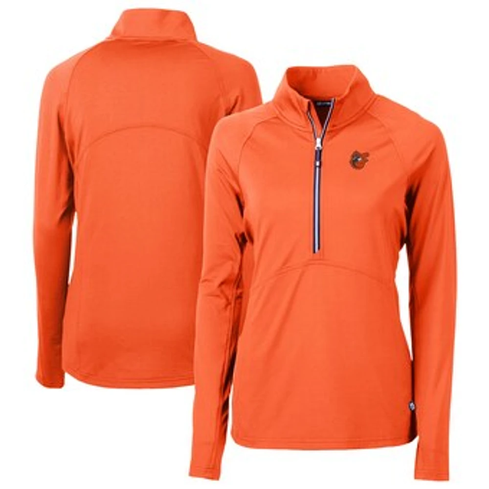 Women's Cutter & Buck Orange Baltimore Orioles DryTec Adapt Eco Knit Stretch Recycled Raglan Half-Zip Top
