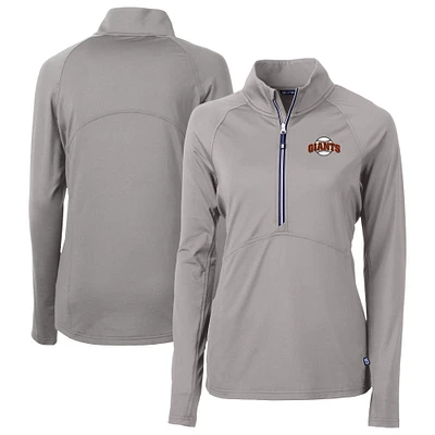 Women's Cutter & Buck Gray San Francisco Giants DryTec Adapt Eco Knit Stretch Recycled Raglan Half-Zip Top