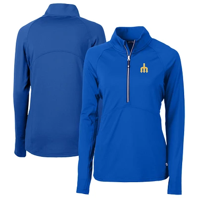 Women's Cutter & Buck Royal Seattle Mariners DryTec Adapt Eco Knit Stretch Recycled Raglan Half-Zip Top