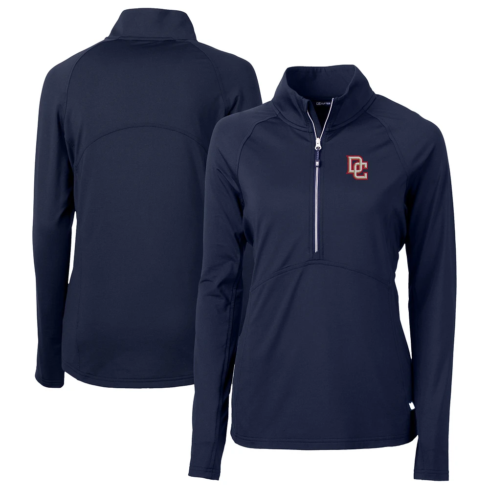 Women's Cutter & Buck Navy Washington Nationals DryTec Adapt Eco Knit Stretch Recycled Raglan Half-Zip Top