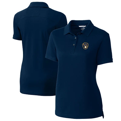 Women's Cutter & Buck Navy Milwaukee Brewers DryTec Advantage Tri-Blend Pique Polo