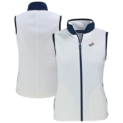 Women's Cutter & Buck White Los Angeles Dodgers Cascade Eco Sherpa Fleece Vest