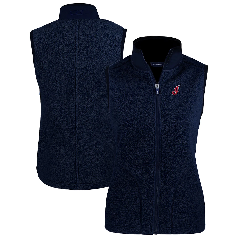 Women's Cutter & Buck Navy Cleveland Indians Cooperstown Collection Cascade Eco Sherpa Fleece Vest