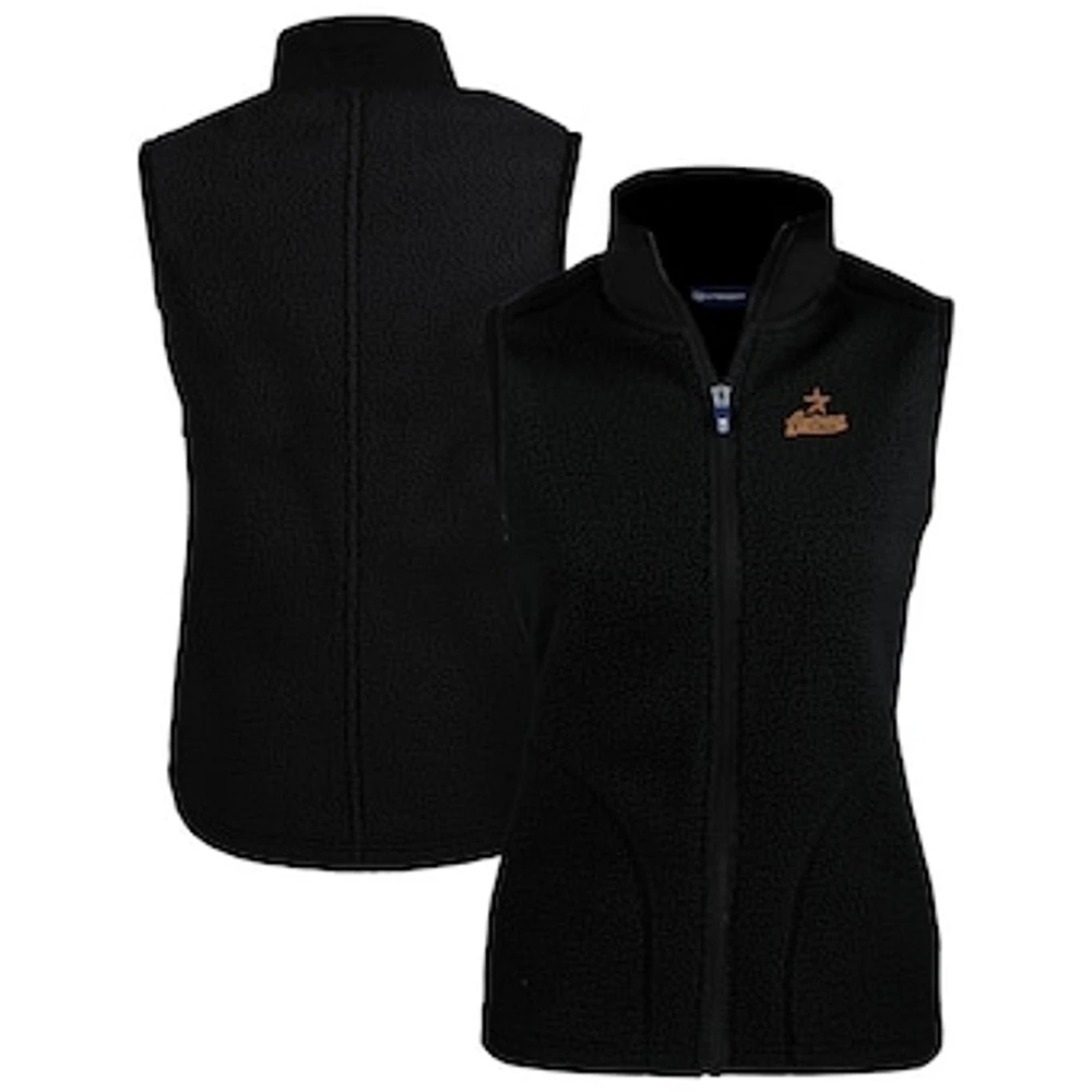 Women's Cutter & Buck Black Houston Astros Cascade Eco Sherpa Fleece Vest