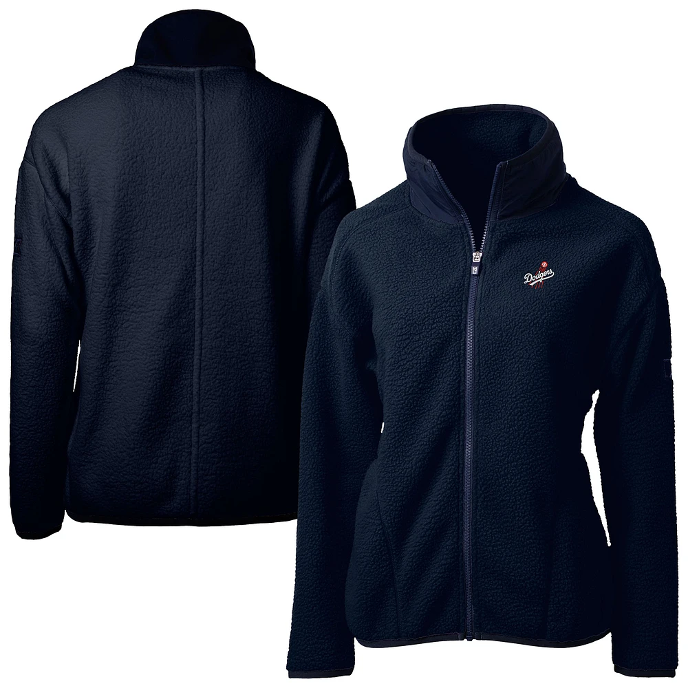 Women's Cutter & Buck Navy Los Angeles Dodgers Cascade Eco Sherpa Full-Zip Fleece Jacket