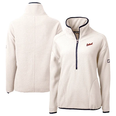 Women's Cutter & Buck Cream Detroit Tigers Cascade Eco Sherpa Fleece Half-Zip Pullover Jacket