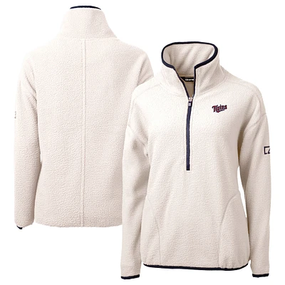 Women's Cutter & Buck Cream Minnesota Twins Cascade Eco Sherpa Fleece Half-Zip Pullover Jacket