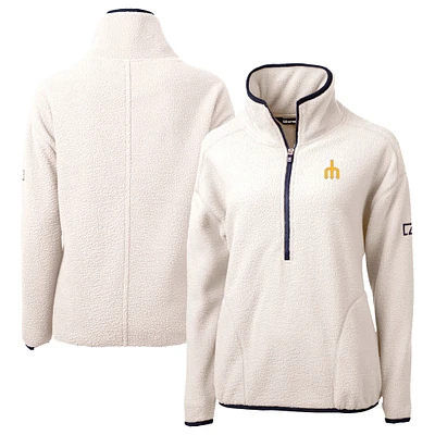 Women's Cutter & Buck Cream Seattle Mariners Cascade Eco Sherpa Fleece Half-Zip Pullover Jacket