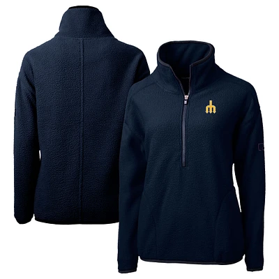 Women's Cutter & Buck Navy Seattle Mariners Cascade Eco Sherpa Fleece Half-Zip Pullover Jacket
