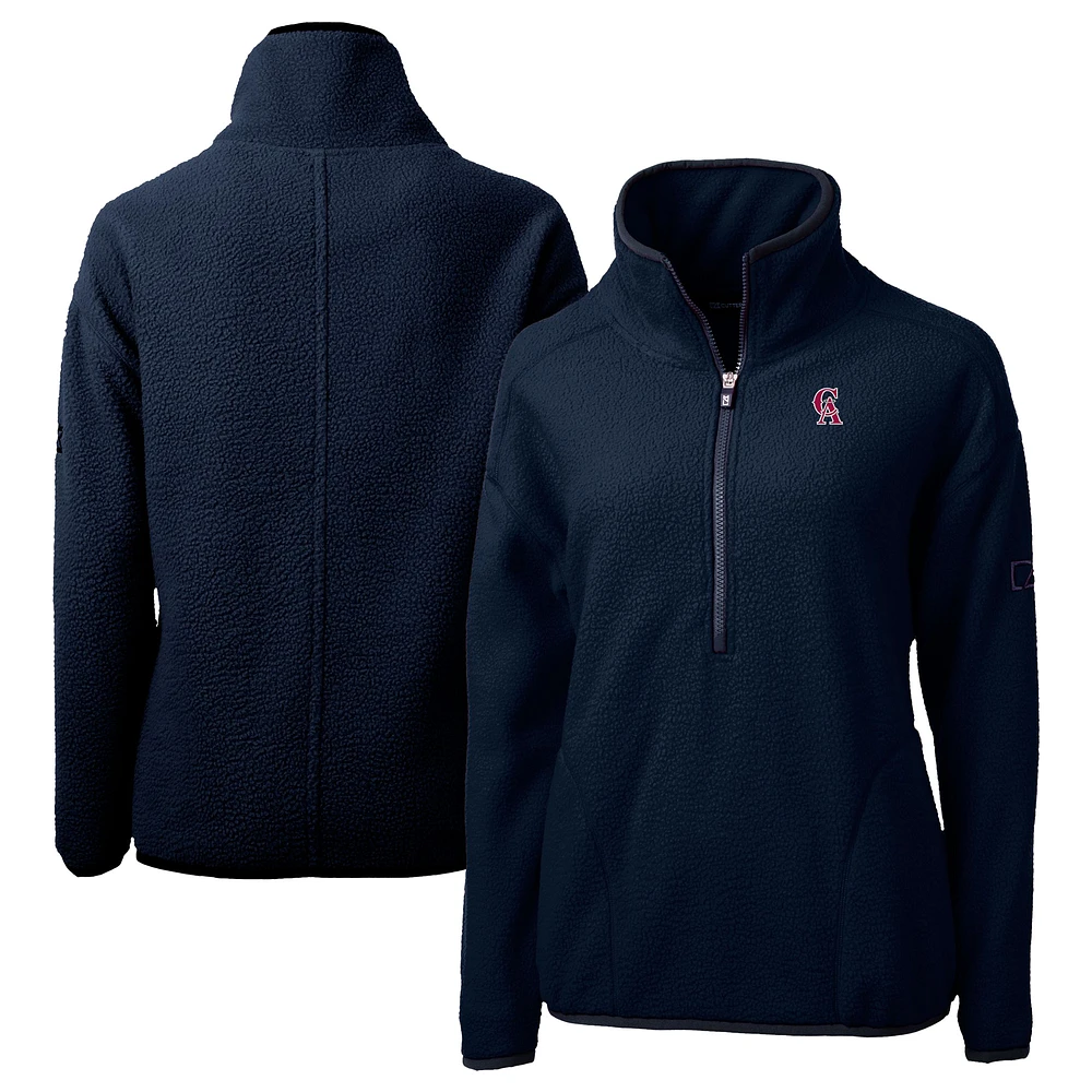 Women's Cutter & Buck Navy California Angels Cooperstown Collection Cascade Eco Sherpa Fleece Half-Zip Pullover Jacket