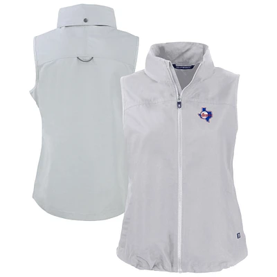 Women's Cutter & Buck Gray Texas Rangers Cooperstown Collection Charter Eco Recycled Full-Zip Vest