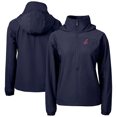 Women's Cutter & Buck Navy Cleveland Indians Charter Eco Recycled Half-Zip Anorak Jacket
