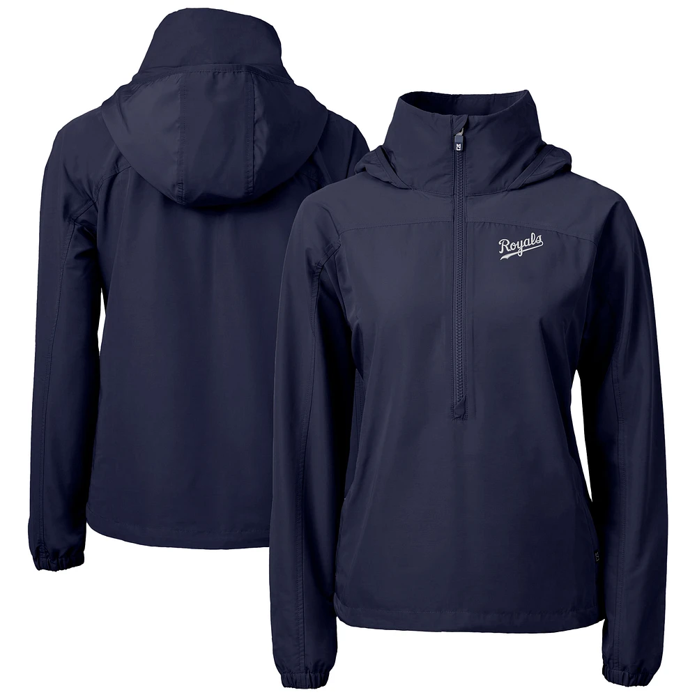 Women's Cutter & Buck Navy Kansas City Royals Charter Eco Recycled Half-Zip Anorak Jacket