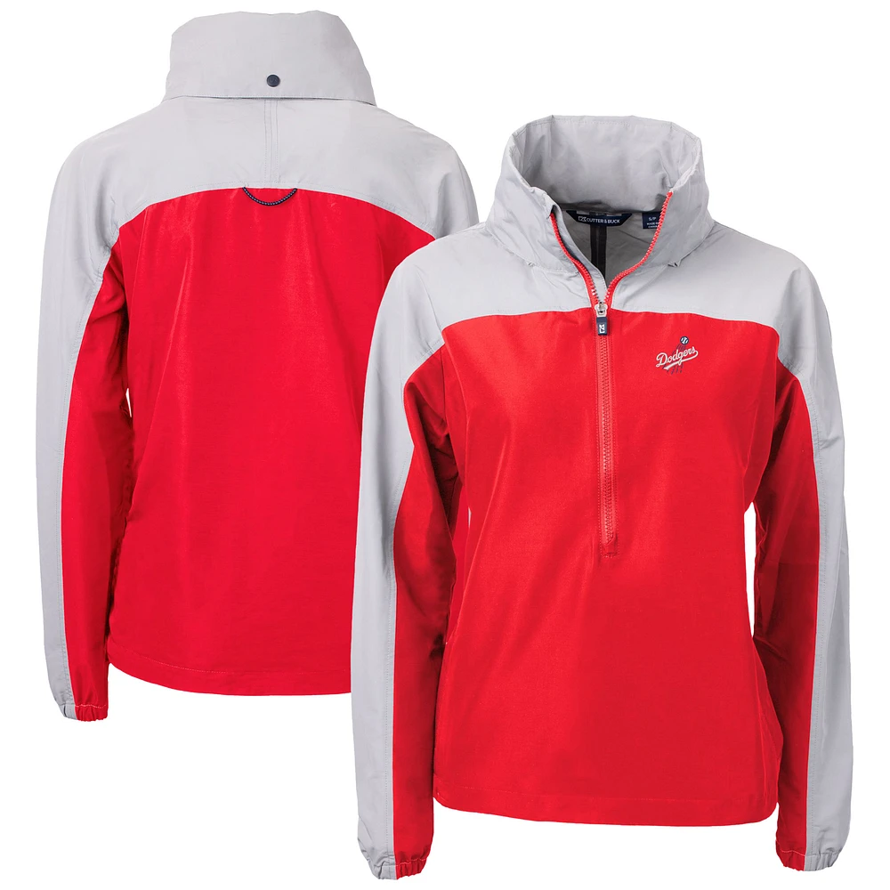 Women's Cutter & Buck Los Angeles Dodgers Charter Eco Recycled Half-Zip Anorak Jacket