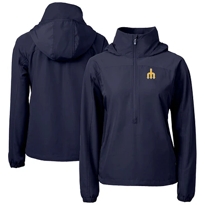 Women's Cutter & Buck Navy Seattle Mariners Charter Eco Recycled Half-Zip Anorak Jacket