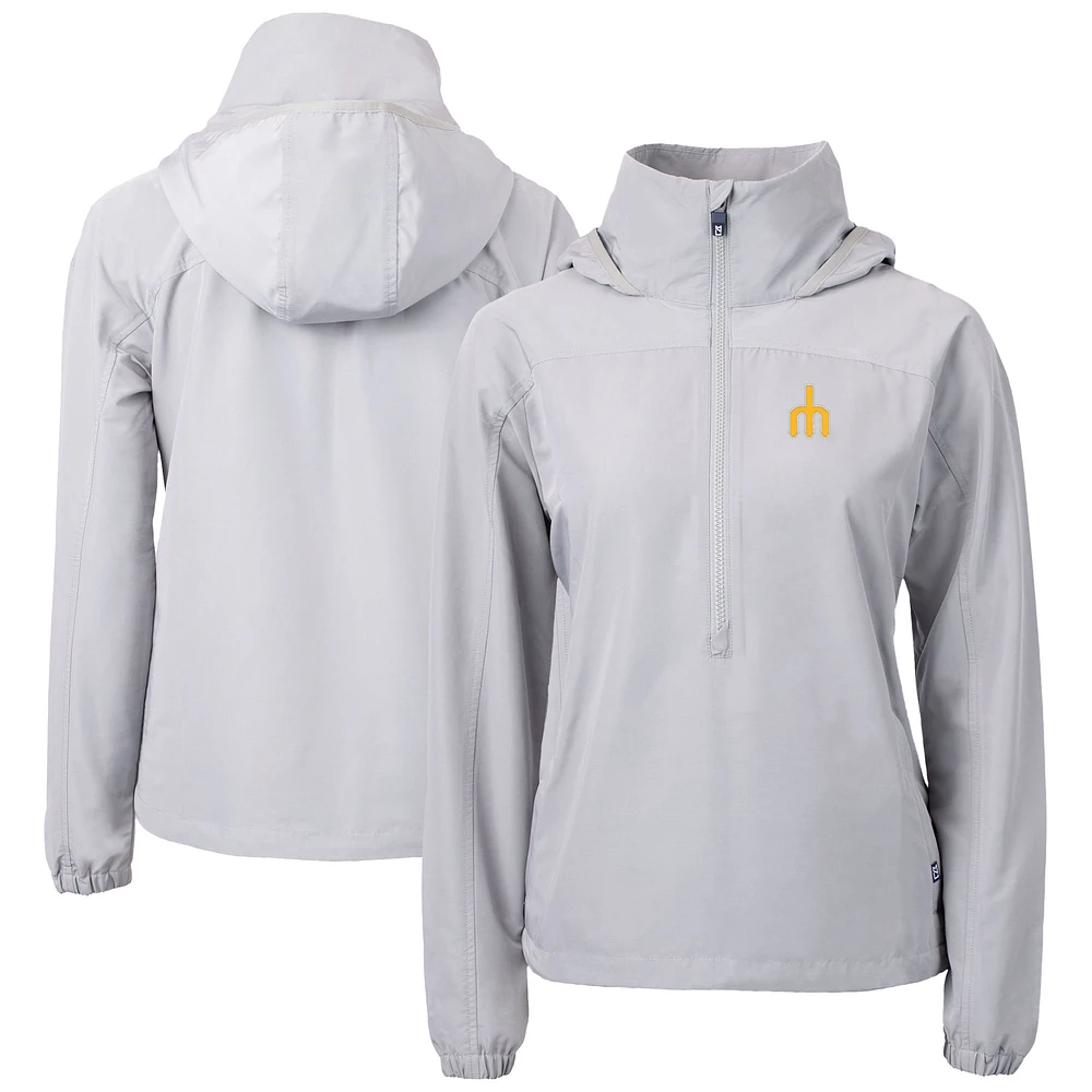 Women's Cutter & Buck Gray Seattle Mariners Charter Eco Recycled Half-Zip Anorak Jacket