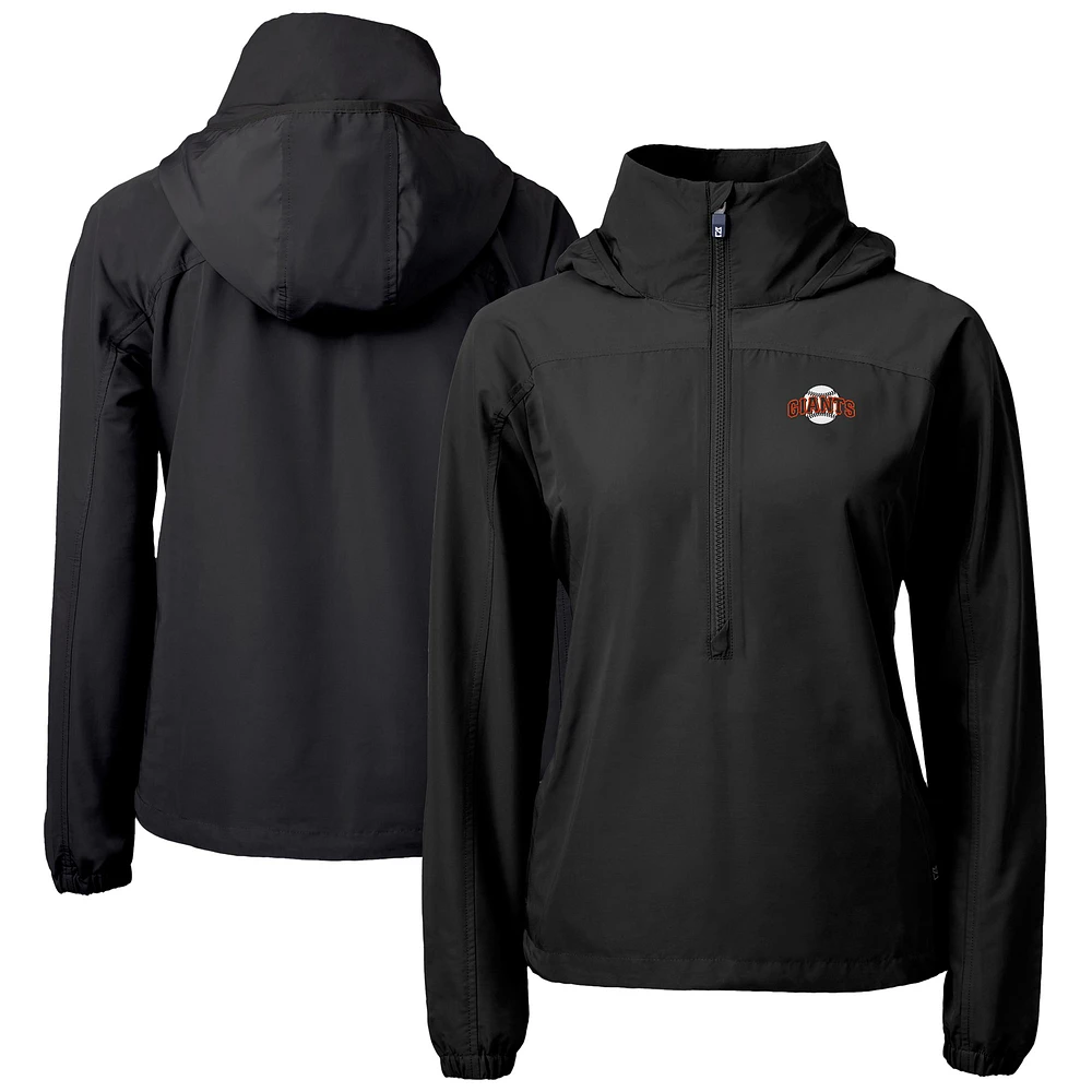 Women's Cutter & Buck Black San Francisco Giants Charter Eco Recycled Half-Zip Anorak Jacket