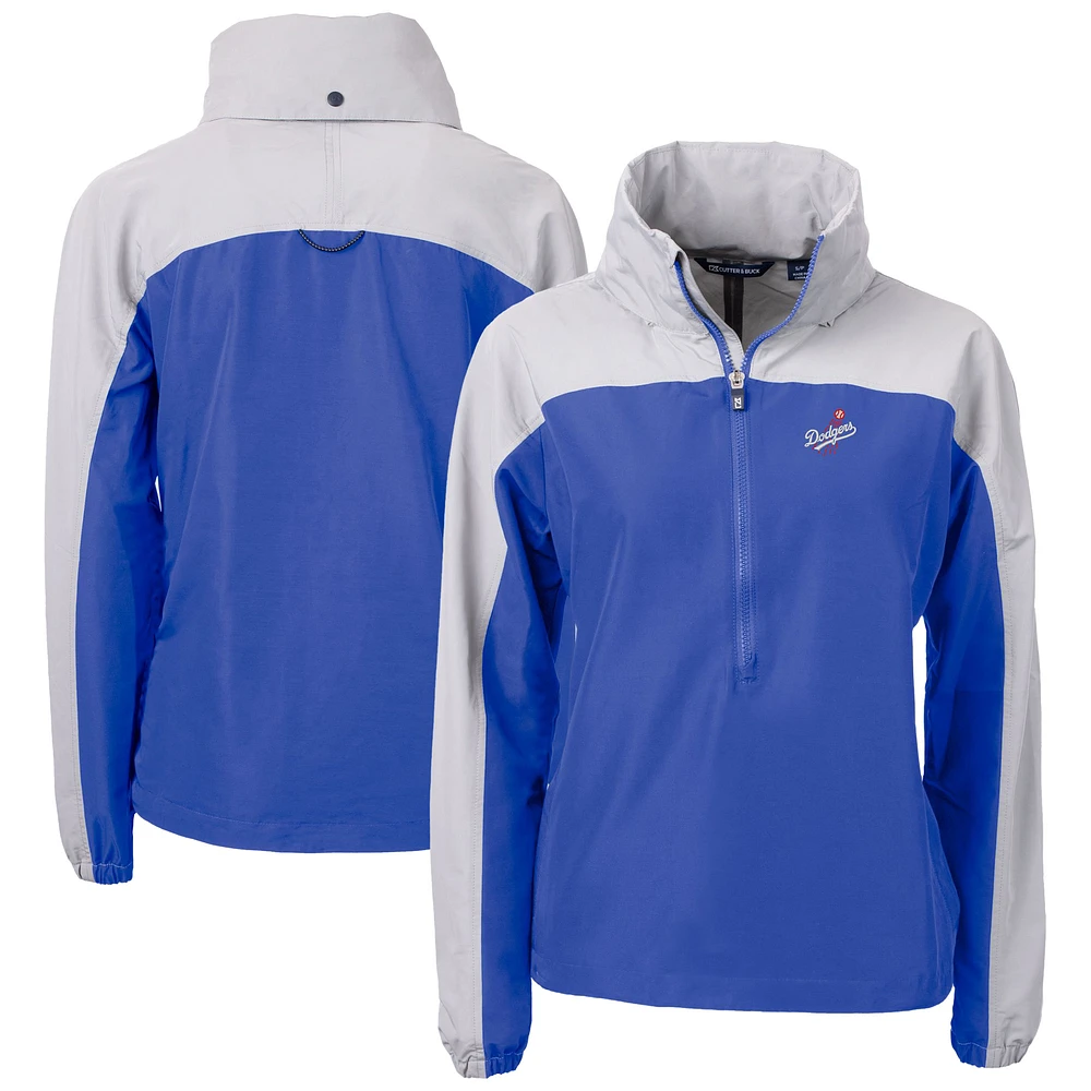 Women's Cutter & Buck Royal Los Angeles Dodgers Charter Eco Recycled Half-Zip Anorak Jacket