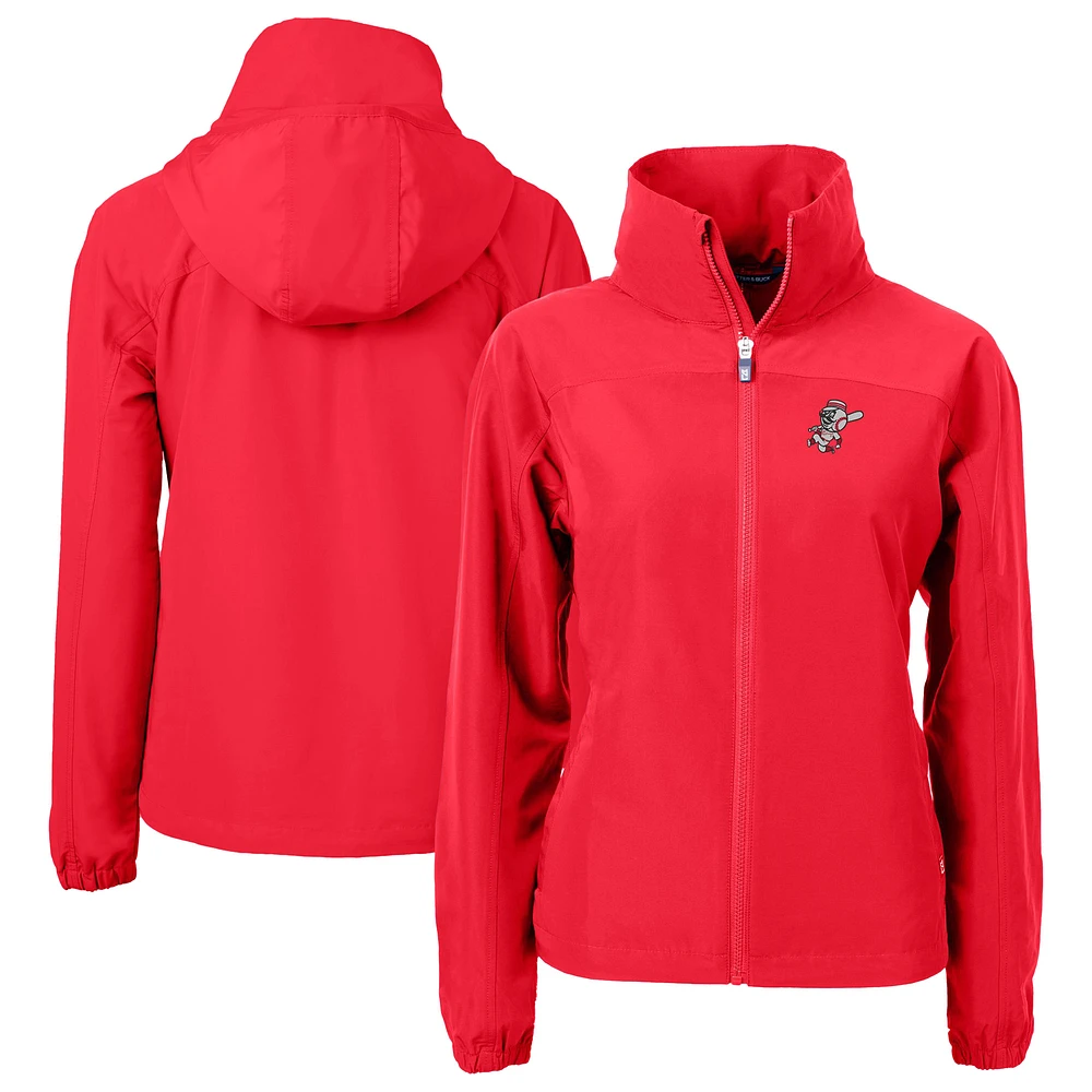 Women's Cutter & Buck Cincinnati Reds Cooperstown Collection Charter Eco Recycled Full-Zip Jacket