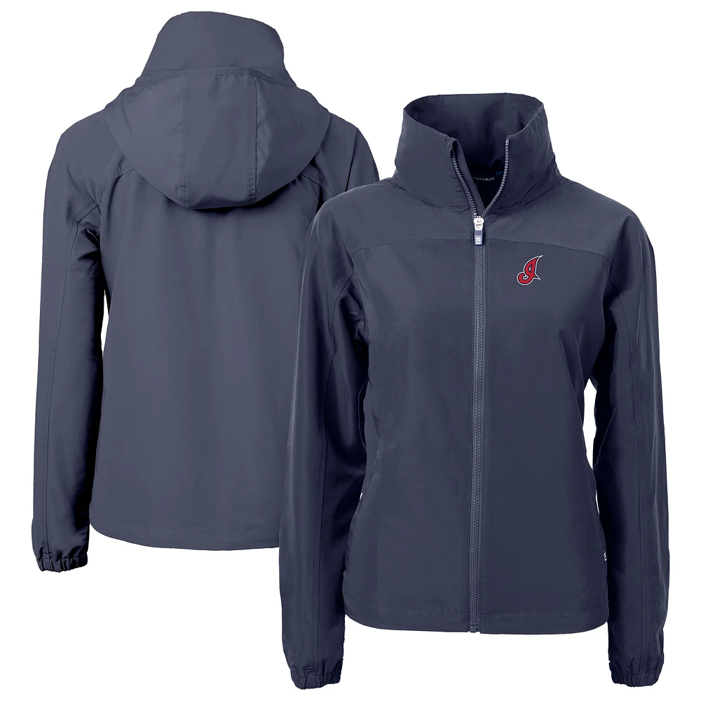 Women's Cutter & Buck Navy Cleveland Indians Charter Eco Recycled Full-Zip Jacket