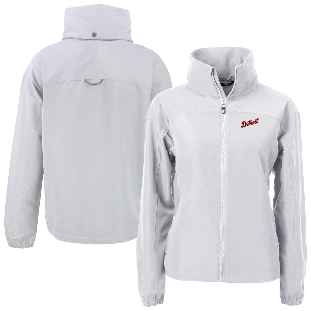 Women's Cutter & Buck Gray Detroit Tigers Charter Eco Recycled Full-Zip Jacket