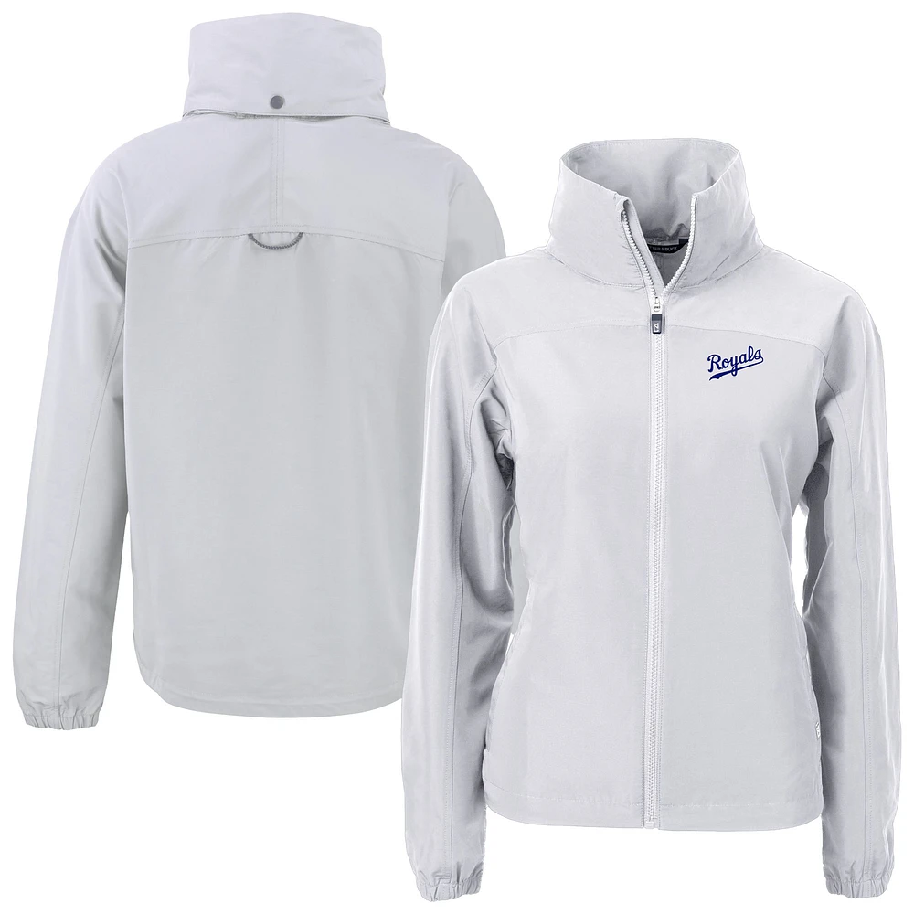 Women's Cutter & Buck Gray Kansas City Royals Charter Eco Recycled Full-Zip Jacket