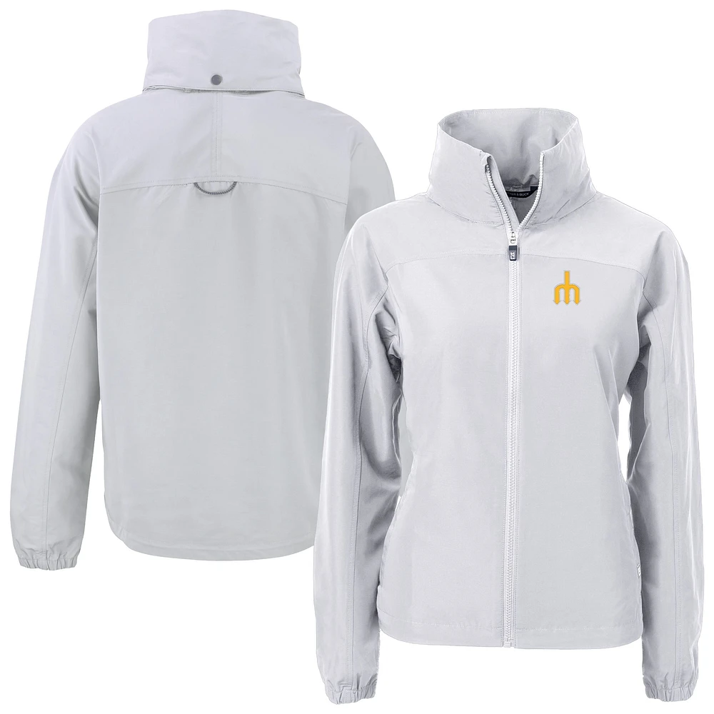 Women's Cutter & Buck Gray Seattle Mariners Charter Eco Recycled Full-Zip Jacket