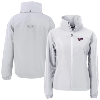 Women's Cutter & Buck Gray Minnesota Twins Charter Eco Recycled Full-Zip Jacket