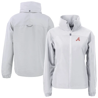 Women's Cutter & Buck Gray Atlanta Braves Charter Eco Recycled Full-Zip Jacket