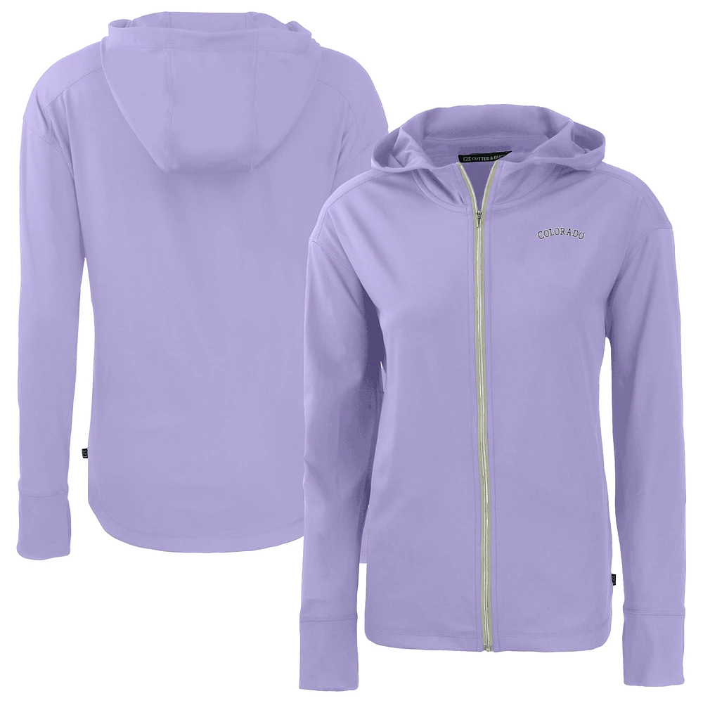 Women's Cutter & Buck Purple Colorado Rockies Daybreak Eco Recycled Full-Zip Hoodie Jacket