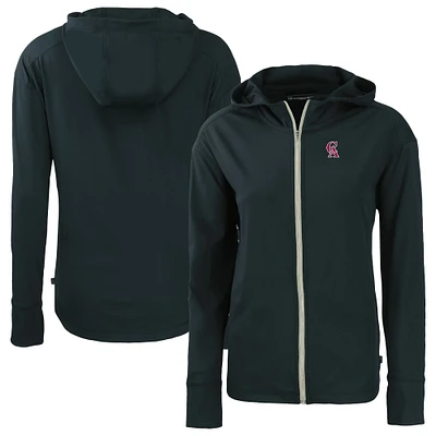 Women's Cutter & Buck Navy California Angels Cooperstown Collection Daybreak Eco Recycled Full-Zip Hoodie Jacket