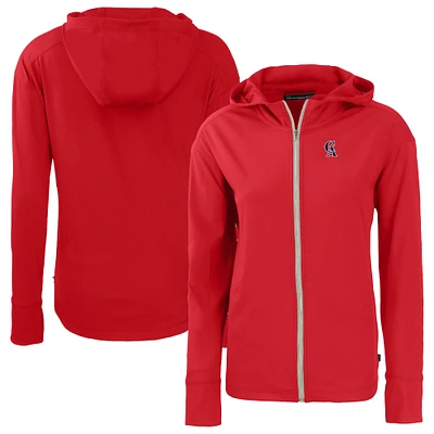 Women's Cutter & Buck Red California Angels Cooperstown Collection Daybreak Eco Recycled Full-Zip Hoodie Jacket