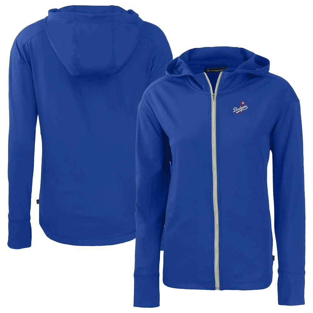 Women's Cutter & Buck Royal Los Angeles Dodgers Daybreak Eco Recycled Full-Zip Hoodie Jacket