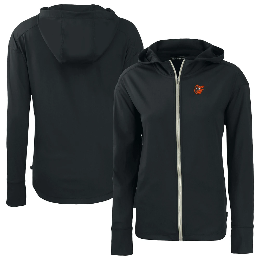 Women's Cutter & Buck Black Baltimore Orioles Daybreak Eco Recycled Full-Zip Hoodie Jacket