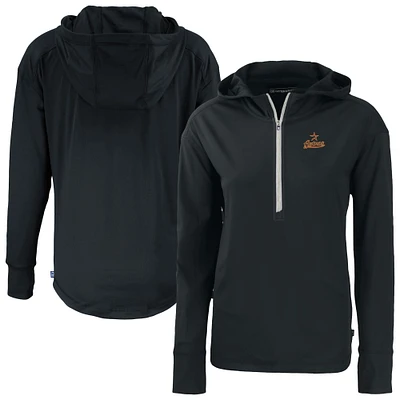 Women's Cutter & Buck Black Houston Astros Daybreak Eco Recycled Half-Zip Hoodie
