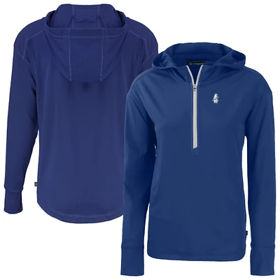 Women's Cutter & Buck Royal Chicago Cubs Daybreak Eco Recycled Half-Zip Hoodie