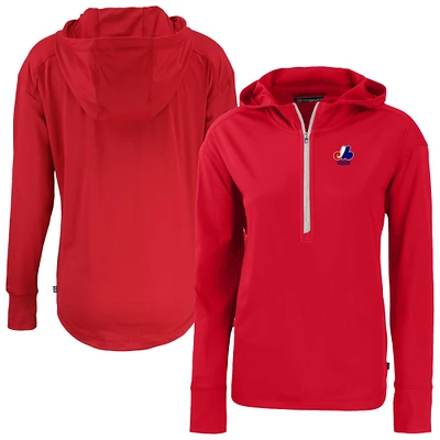 Women's Cutter & Buck Montreal Expos Daybreak Eco Recycled Half-Zip Hoodie