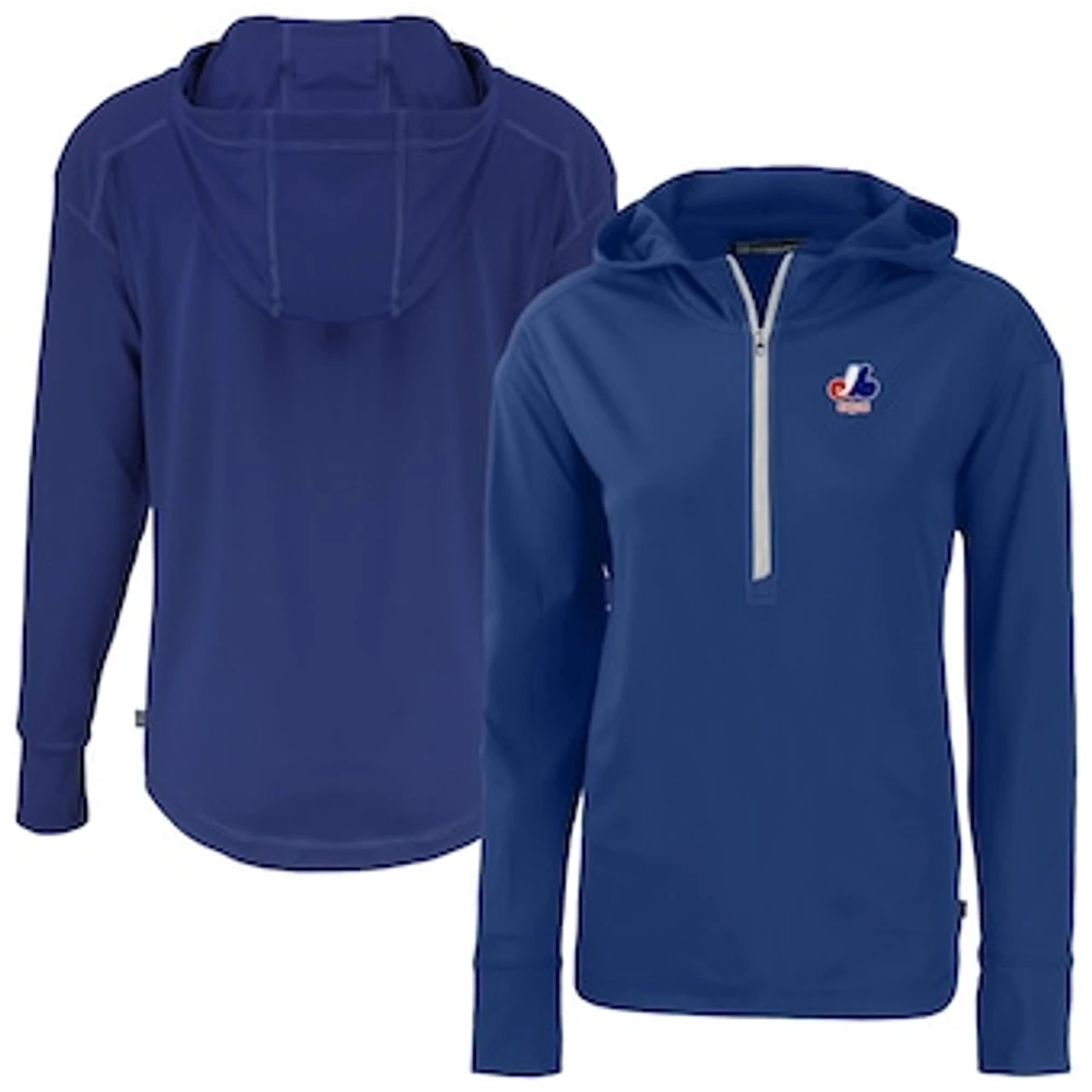 Women's Cutter & Buck Royal Montreal Expos Daybreak Eco Recycled Half-Zip Hoodie